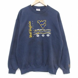 90s 長袖スウェット ウエストバージニア刺繍 ネイビー L | 古着