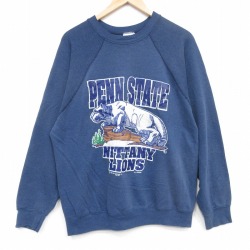 80s ラグランスウェット ペンシルベニアカレッジ ネイビー L | 古着