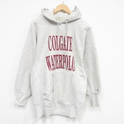 XL★古着 長袖 スウェット パーカー メンズ 90年代 90s COLGATE リバースタイプ USA製 グレー 霜降り 26jun01