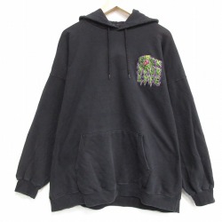 XL★古着 ヘインズ 長袖 スウェット パーカー メンズ 00年代 00s ゴースト 大きいサイズ ブラック 26jun04