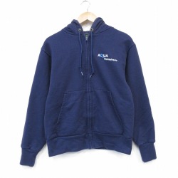 M★古着 キャンバー 長袖 フルジップ スウェット パーカー メンズ 90年代 90s ペンシルベニア USA製 ネイビー 内側サーマル【spe】 26jun09