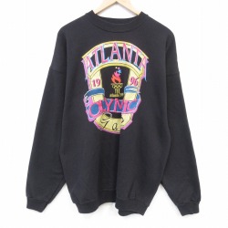 XL★古着 ヘインズ 長袖 スウェット メンズ 90年代 90s アトランタオリンピック クルーネック USA製 ブラック 26jun09