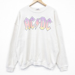 AC/DC 長袖スウェット AC/DCプリント ベージュ メンズXL相当 | 古着