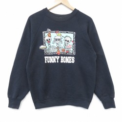 90s ラグランスウェット ファニーボーンズ ブラック メンズM相当 | 古着