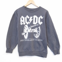 AC/DC 長袖スウェット AC/DCプリント グレー メンズM相当 | 古着