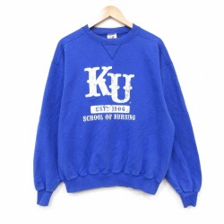 00s 長袖スウェット カンザスジェイホークス ブルー メンズL相当 | 古着