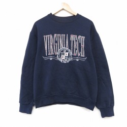 ジャンスポーツ 90s 長袖スウェット バージニアテック ネイビー メンズM相当 | 古着