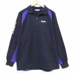 ハーフジップスウェット FedEx ブラック メンズXL相当 | 古着