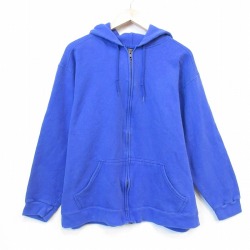 00s 長袖フルジップスウェット 無地 ブルー メンズXL相当 | 古着