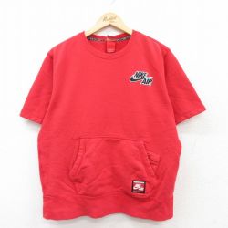 L★古着 ナイキ NIKE 半袖 スウェット メンズ コットン クルーネック 赤 レッド 25apr09 中古 スエット トレーナー トップス