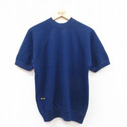 M★古着 ラングラー Wrangler 半袖 スウェット メンズ 80年代 80s ワンポイントロゴ ラグラン クルーネック USA製 紺 ネイビー 25apr24 中古 スエット トレーナー トップス