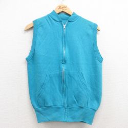 S★古着 ノースリーブ フルジップ スウェット メンズ 80年代 80s 無地 水色 25jul04 中古 スエット トレーナー トップス