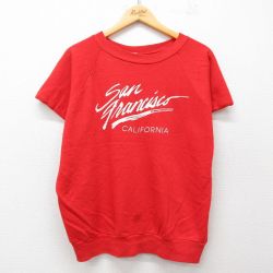 XL★古着 半袖 スウェット メンズ 80年代 80s サンフランシスコ ラグラン クルーネック 赤 レッド 25jul16 中古 スエット トレーナー トップス