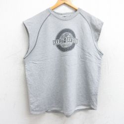 【20%OFF】XL★古着 ハーレーダビッドソン Harley Davidson ノースリーブ スウェット メンズ 00年代 00s バイク フォートワース 大きいサイズ クルーネック USA製 グレー 霜降り 【spe】 25aug13 中古 スエット トレーナー トップス