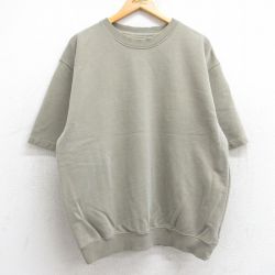 【20%OFF】L★古着 カベラス 半袖 スウェット メンズ 無地 コットン クルーネック ベージュ系 カーキ 25aug13 中古 スエット トレーナー トップス
