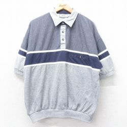 XL★古着 半袖 トップス メンズ 襟付き グレー 霜降り他 25sep30 中古 スエット トレーナー