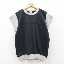 M★古着 半袖 スウェット メンズ 90年代 90s ツートンカラー クルーネック USA製 黒他26feb03