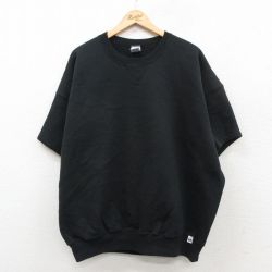 XL★古着 ラッセル 半袖 スウェット メンズ 00年代 00s 無地 大きいサイズ クルーネック 黒【spe】26feb03