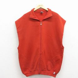 ラッセル 00s ノースリーブフルジップスウェット オレンジ XL | 古着