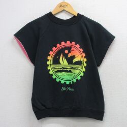 90s 半袖スウェット ヨット ブラック M | 古着