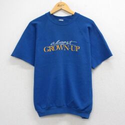 フルーツオブザルーム 90s 半袖スウェット GROWN UP ブルー L | 古着