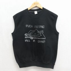 80s ノースリーブスウェット FUCK METRIC ブラック メンズM相当 | 古着