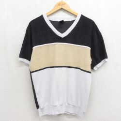 90s 半袖トップス パイル地 ブラック メンズM相当 | 古着