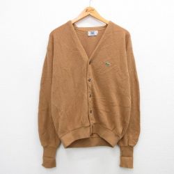 L★古着 ラコステ LACOSTE IZOD 長袖 ニット カーディガン メンズ 90年代 90s ワンポイントロゴ アクリル 茶 ブラウン 【spe】 23oct07 中古 トップス