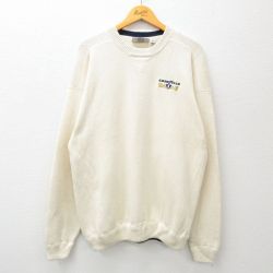 XL★古着 長袖 セーター メンズ 90年代 90s GOODYEAR 刺繍 コットン クルーネック 生成り 24jan09 中古 ニット トップス