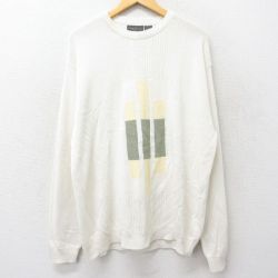 XL★古着 バンヒューセン 長袖 セーター メンズ 00年代 00s アクリル クルーネック 白 ホワイト 24jan15 中古 ニット トップス