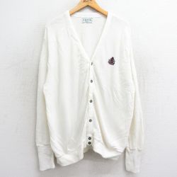 【50%OFF】XL★古着 IZOD 長袖 ニット カーディガン メンズ 90年代 90s ワンポイントロゴ 大きいサイズ USA製 白 ホワイト 24jan25 中古 トップス