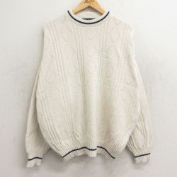 XL★古着 Dunbrooke 長袖 セーター メンズ 90年代 90s RPS 大きいサイズ コットン クルーネック USA製 生成り 24apr19 中古 ニット トップス
