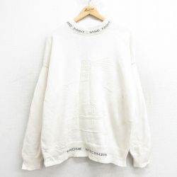 【50%OFF】XL★古着 長袖 セーター メンズ 灯台 大きいサイズ クルーネック 生成り 24sep25 中古 ニット トップス