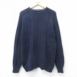 【30%OFF】XL★古着 ノーティカ NAUTICA 長袖 ブランド セーター メンズ ワンポイントロゴ コットン ラグラン クルーネック 紺 ネイビー 24sep26 中古 ニット トップス