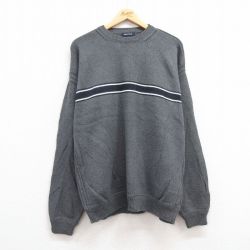 【50%OFF】XL★古着 ノーティカ NAUTICA 長袖 ブランド セーター メンズ ワンポイントロゴ 大きいサイズ コットン クルーネック グレー 霜降り 24sep27 中古 ニット トップス