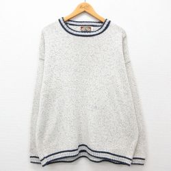 【50%OFF】XL★古着 長袖 セーター メンズ 90年代 90s 無地 コットン クルーネック USA製 白他 ホワイト 24oct07 中古 ニット トップス