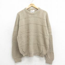 XL★古着 ロンドンフォグ 長袖 セーター メンズ 90年代 90s アクリル クルーネック USA製 ベージュ カーキ 24oct12 中古 ニット トップス