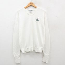 M★古着 IZOD 長袖 セーター メンズ 90年代 90s SeaPines コットン Vネック 白 ホワイト 24oct16 中古 ニット トップス