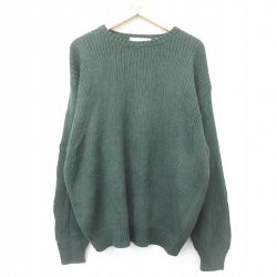 XL★古着 アメリカンイーグル American Eagle 長袖 セーター メンズ 90年代 90s 無地 大きいサイズ クルーネック 緑 グリーン 24oct16 中古 ニット トップス
