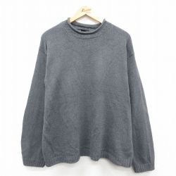 【50%OFF】XL★古着 エディーバウアー 長袖 セーター メンズ 00年代 00s 無地 クルーネック オーストラリア製 グレー 24oct17 中古 ニット トップス