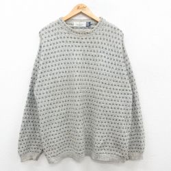 XL★古着 長袖 セーター メンズ 90年代 90s クルーネック USA製 グレー系 24oct18 中古 ニット トップス
