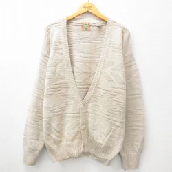 【50%OFF】L★古着 長袖 ニット カーディガン メンズ 00年代 00s ベージュ カーキ 24oct19 中古 トップス