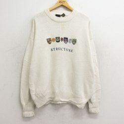 STRUCTURE 長袖セーター ビッグロゴ ホワイト XL | 古着