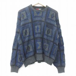 L★古着 TODAYS NEWS 長袖 セーター メンズ 00年代 00s アクリル クルーネック 黒 ブラック 霜降り 24oct28 中古 ニット トップス