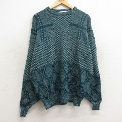 XL★古着 マックレガー 長袖 セーター メンズ 90年代 90s アクリル クルーネック 緑他 グリーン 24oct31 中古 ニット トップス