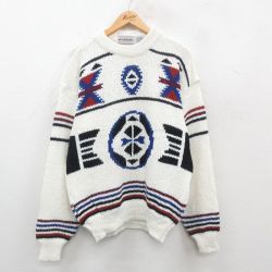 L★古着 マックレガー 長袖 セーター メンズ 90年代 90s アクリル クルーネック 白他 ホワイト 24oct31 中古 ニット トップス