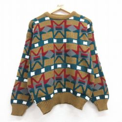 L★古着 マンハッタン 長袖 セーター メンズ 90年代 90s アクリル クルーネック USA製 茶系他 ブラウン 24nov01 中古 ニット トップス