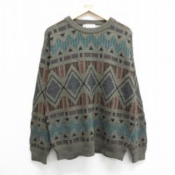 【50%OFF】XL★古着 ロンドンフォグ 長袖 セーター メンズ 90年代 90s USA製 濃グレー他 24nov05 中古 ニット トップス