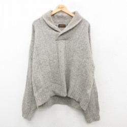 【50%OFF】XL★古着 エディーバウアー 長袖 セーター メンズ 90年代 90s 無地 ウール ショールカラー グレー 霜降り 24nov12 中古 ニット トップス