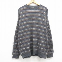 XL★古着 セントジョンズベイ 長袖 セーター メンズ 90年代 90s クルーネック USA製 グレー他 24nov15 中古 ニット トップス